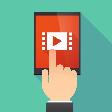 Uzun gölge tablet Pc ile multimedya bir işaret