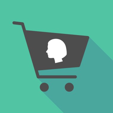 Alışveriş sepeti bir kadın başıyla uzun gölge