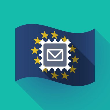 uzun bir posta damgası işareti ile AB bayrağı gölge