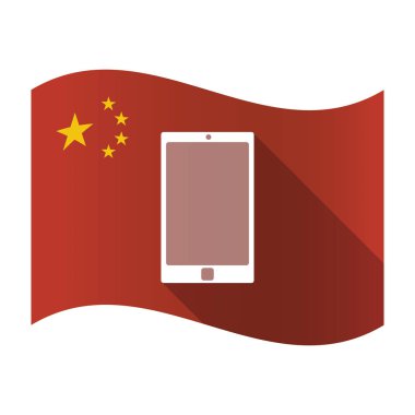 Bir akıllı telefon ile izole Çin bayrağı