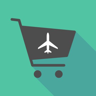 Alışveriş sepeti bir uçakla uzun gölge