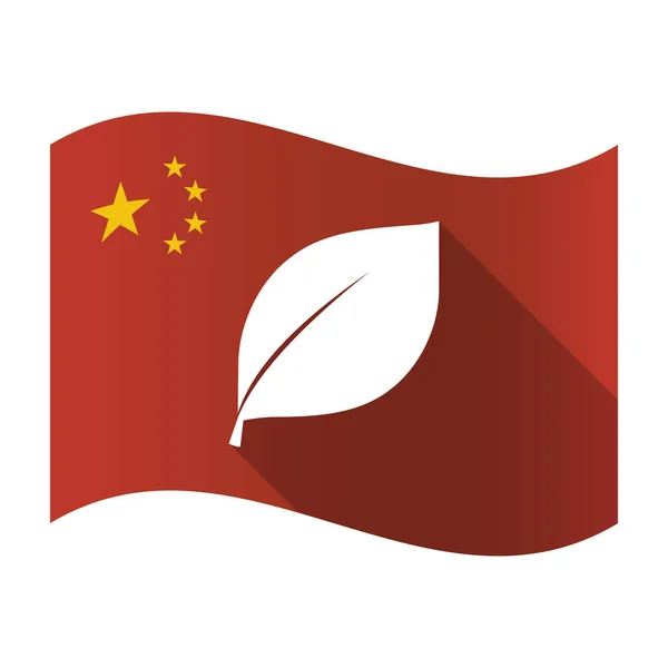 Geïsoleerde China vlag met een blad — Stockvector