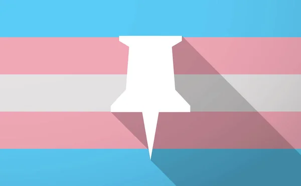 Long shadow  trans gender flag with a push pin — Stock Vector