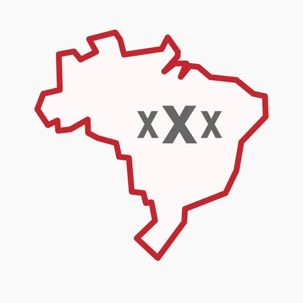 Geïsoleerde Brazilië kaart met een letterpictogram Xxx — Stockvector