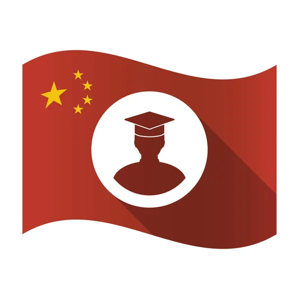 Bandera aislada de China con un estudiante — Vector de stock