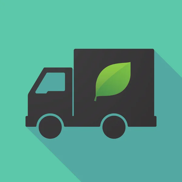 녹색 잎 긴 그림자 트럭 — 스톡 벡터