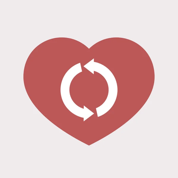 Coeur isolé avec un panneau rond de recyclage — Image vectorielle