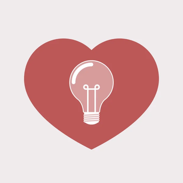 Elszigetelt szív egy villanykörte — Stock Vector