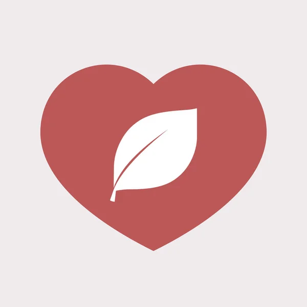 Geïsoleerde hart met een blad — Stockvector