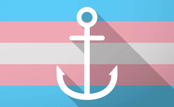 Langer Schatten transgender Flagge mit einem Anker — Stockvektor