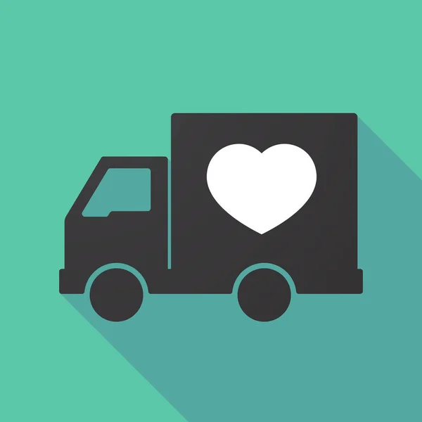 Camion ombre longue avec un cœur — Image vectorielle