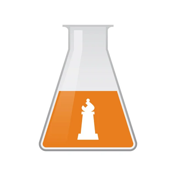 Isolerade kemiska kolv med en biskop schack figur — Stock vektor
