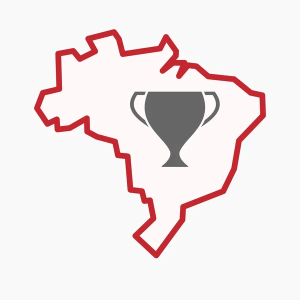 Carte isolée du Brésil avec une coupe de prix — Image vectorielle