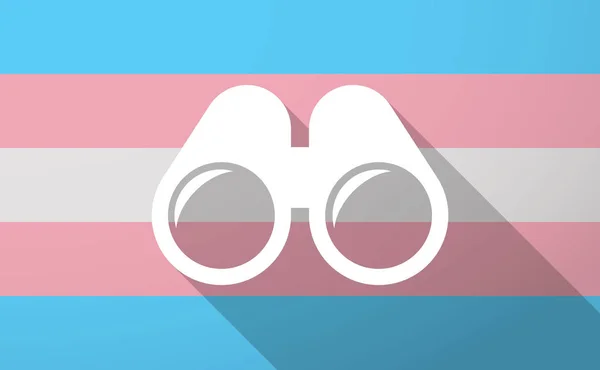 Bandera de género trans de sombra larga con binoculares — Archivo Imágenes Vectoriales