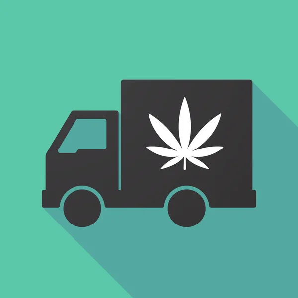 Langer Schatten-LKW mit Marihuana-Blatt — Stockvektor