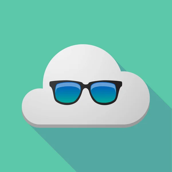 Long nuage d'ombre avec une icône de lunettes de soleil — Image vectorielle