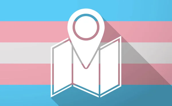 长阴影跨性别标志与地图 — 图库矢量图片