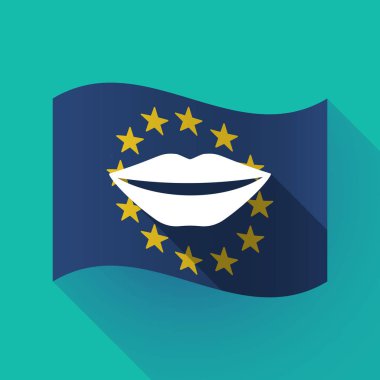 bir kadın ağız gülümseyen uzun gölge AB bayrağı 