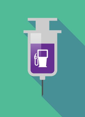 Bir benzin istasyonu uzun gölge şırınga