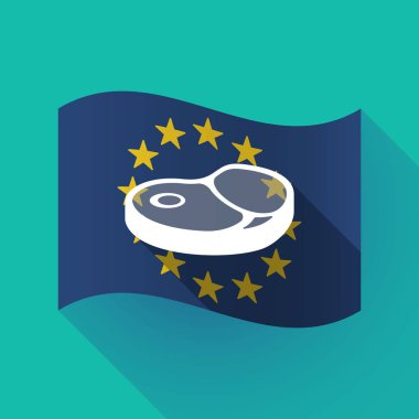 uzun bir biftek simgesiyle AB bayrağı gölge