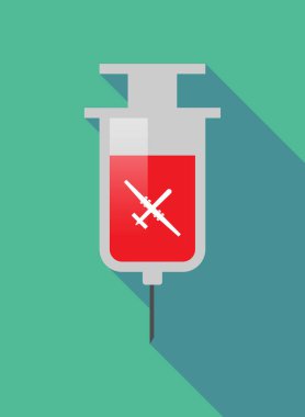 Uzun gölge şırınga ile bir savaş uçağı