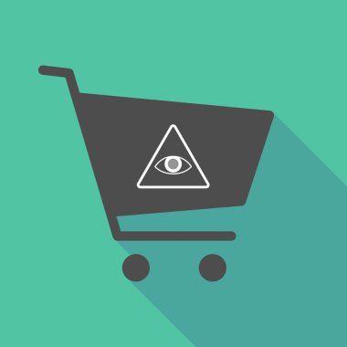 Uzun gölge alışveriş sepeti ile bütün bir gören göz