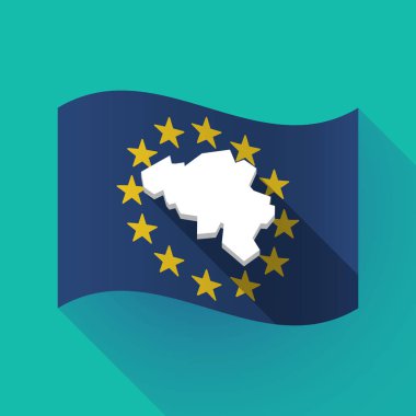 uzun gölge AB bayrağı ile Belçika Haritası