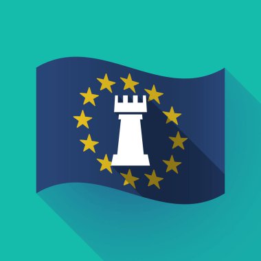 uzun gölge AB bayrağı bir kale satranç rakam ile