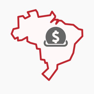 Bir servet girerek bir doları para ile izole Brezilya harita
