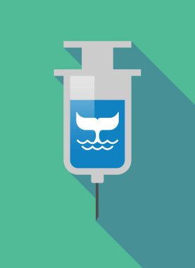 Bir balina kuyruğu uzun gölge şırınga