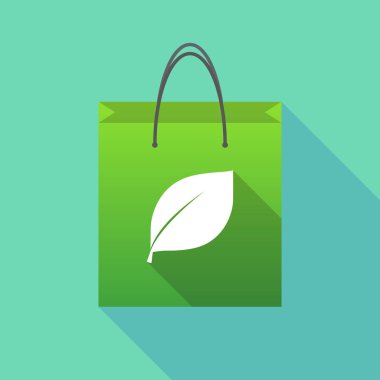 Uzun gölge alışveriş çantası bir yaprak ile