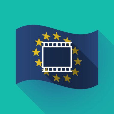 uzun gölge AB bayrağı ile bir fotoğraf 35mm film şeridi