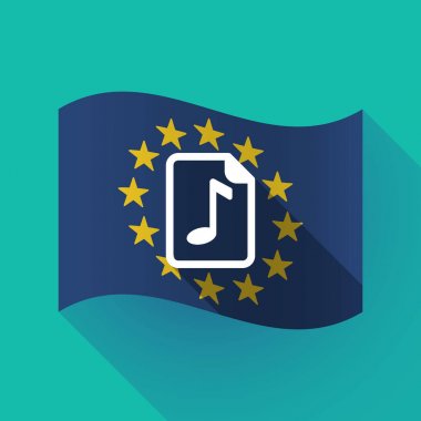 uzun bir müzik puanı simgesiyle AB bayrağı gölge