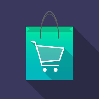 Uzun bir alışveriş sepeti ile gölge alışveriş çantası