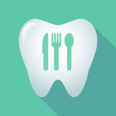 Çatal bıçak takımı ile uzun gölge diş