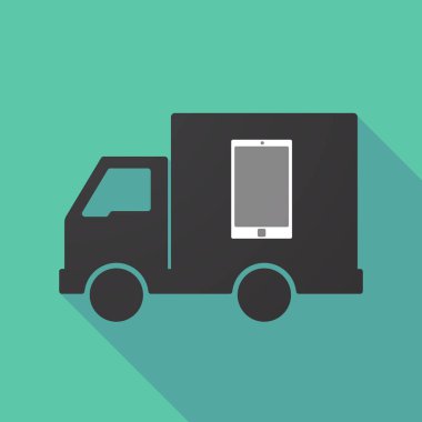 Uzun gölge kamyon bir akıllı telefon ile