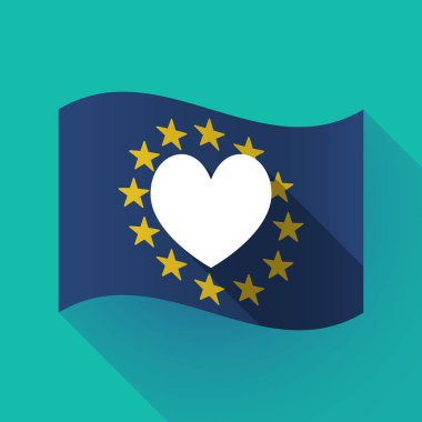 uzun gölge AB bayrağı ile kalp poker oyun kağıdı imzalamak