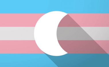 Uzun gölge trans cinsiyet bayrak bir moon ile
