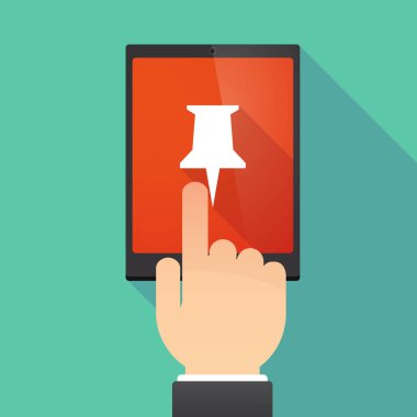 Uzun gölge tablet Pc ile basılabilir bir iğneye