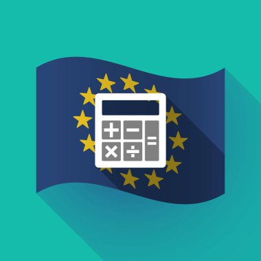 uzun bir hesap makinesi ile gölge AB bayrağı