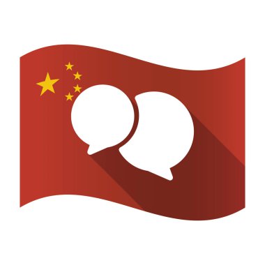 Komik balonları ile izole Çin bayrağı