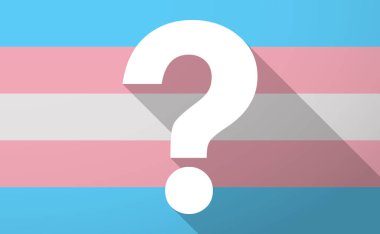 Uzun trans cinsiyet bayrak bir soru işareti ile gölge