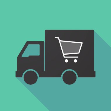 Bir alışveriş sepeti ile uzun gölge kamyon