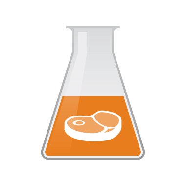 Bir biftek simgesi ile izole kimyasal şişesi