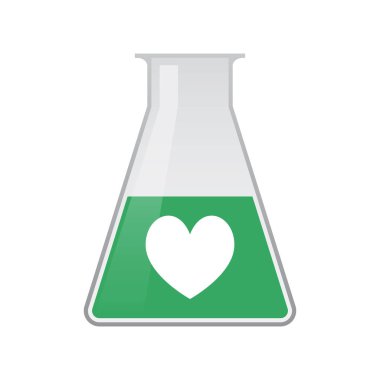 Kalp poker oyun kağıdı işareti ile izole kimyasal şişesi