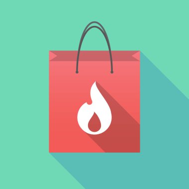 Uzun gölge alışveriş çantası ile bir alev