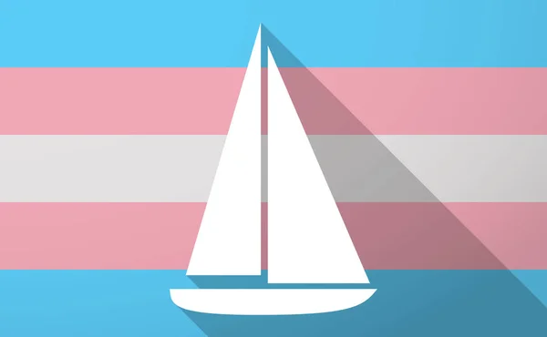 Langer Schatten transgender Flagge mit einem Schiff — Stockvektor