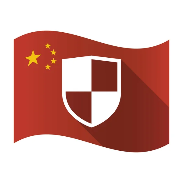 Bir kalkan ile izole Çin bayrağı — Stok Vektör