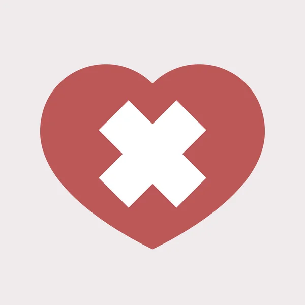 Coeur isolé avec un signe de substance irritante — Image vectorielle