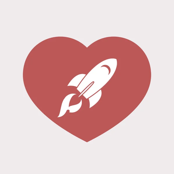 Isolated heart with a rocket — Stock Vector